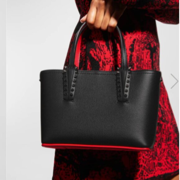 Very Good Christian Louboutin Cabata leather Mini satchel  Black~ MISSING STRAP - Picture 8 of 12